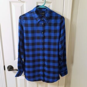Banana Republic NWT Womens Blue/Black Checkered ButtonUp Dillon Classic Shirt